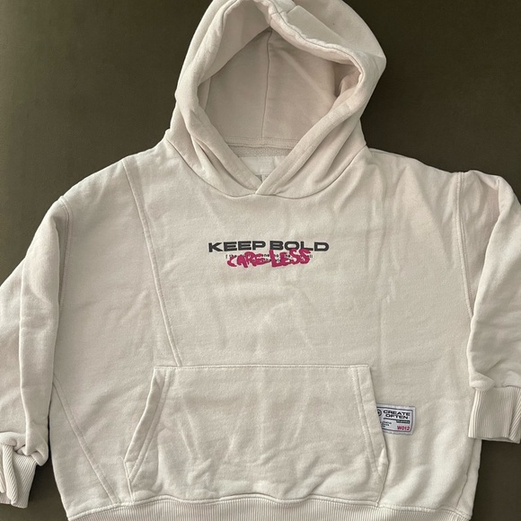 Zara Other - Keep Bold Graphic Pullover Hoodie - Light Cream